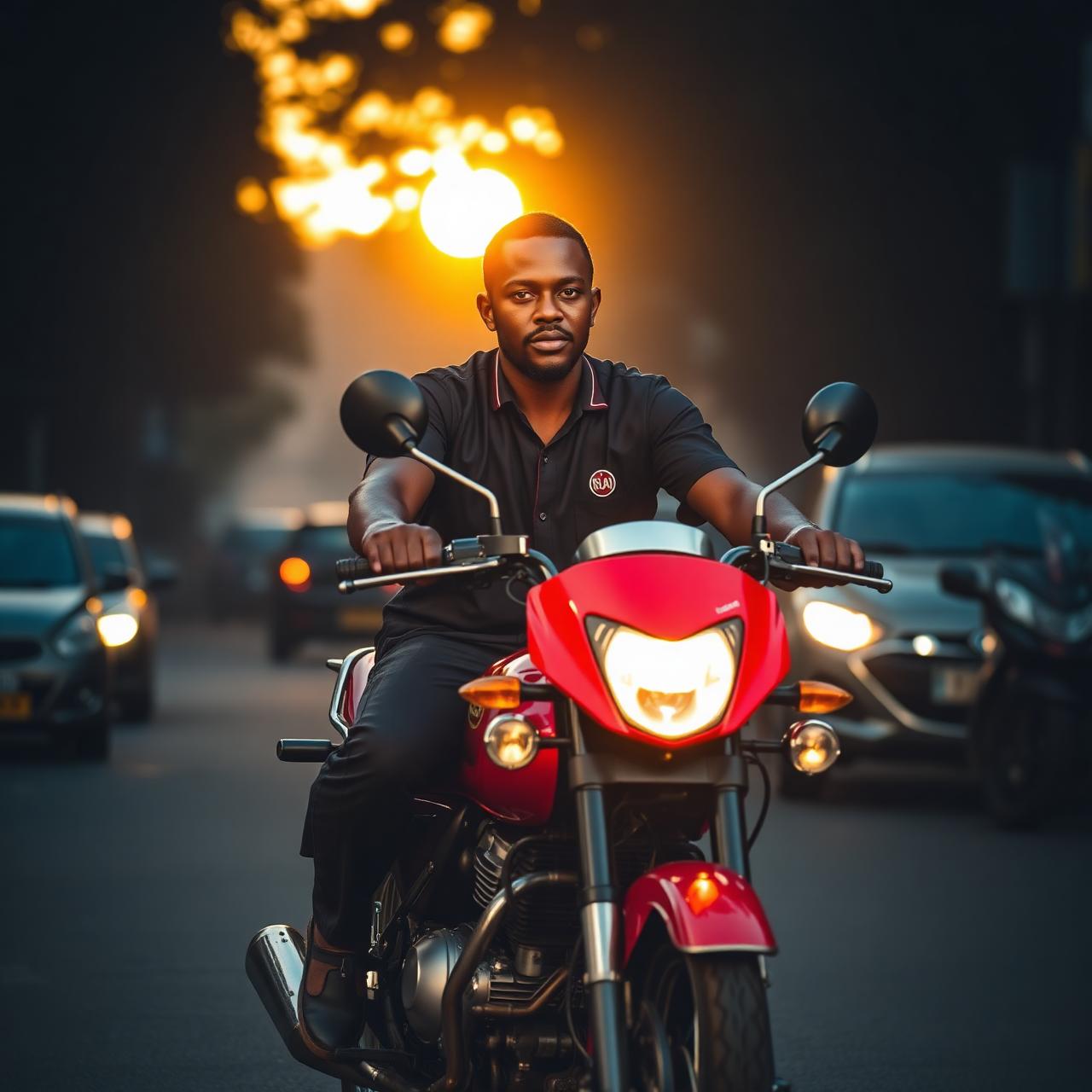 Boda boda rider on Bajaj Boxer
